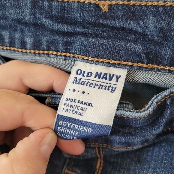 Old Navy Maternity Jeans Side Panel Stretch Boyfriend Skinny Patchwork 6 Regular - Picture 5 of 7